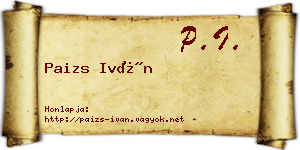 Paizs Iván névjegykártya